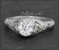 Preview: Diamant Ring, 0,91ct Solitär, 585 Weißgold, Jugendstil Design